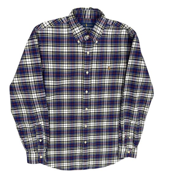 Ralph Lauren Classic Fit Plaid Shirt Long Sleeve Button Down Cotton Blue Medium - Picture 1 of 8